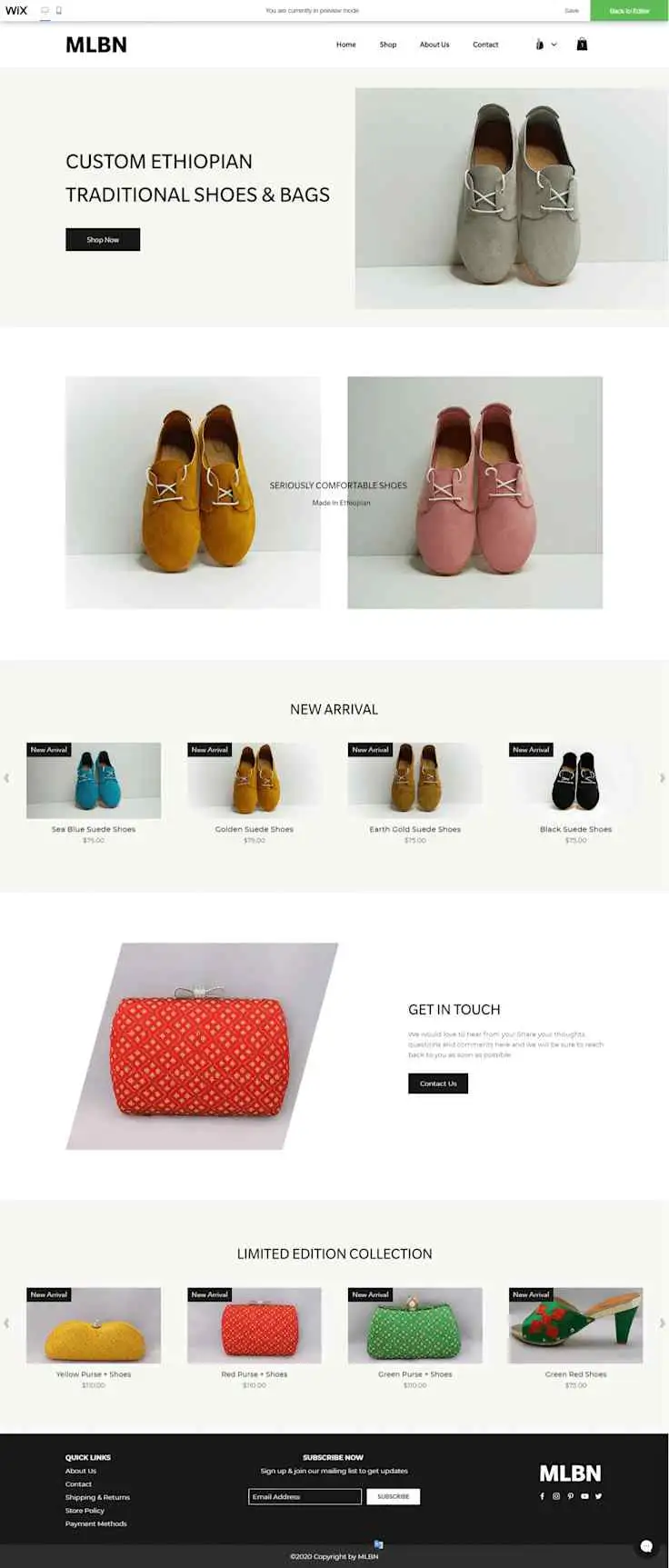 shoe store website template